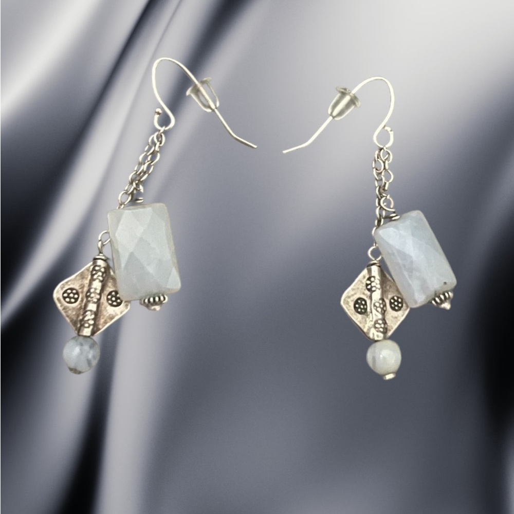 Moonstone Dangling Earrings - Picture 9 of 11
